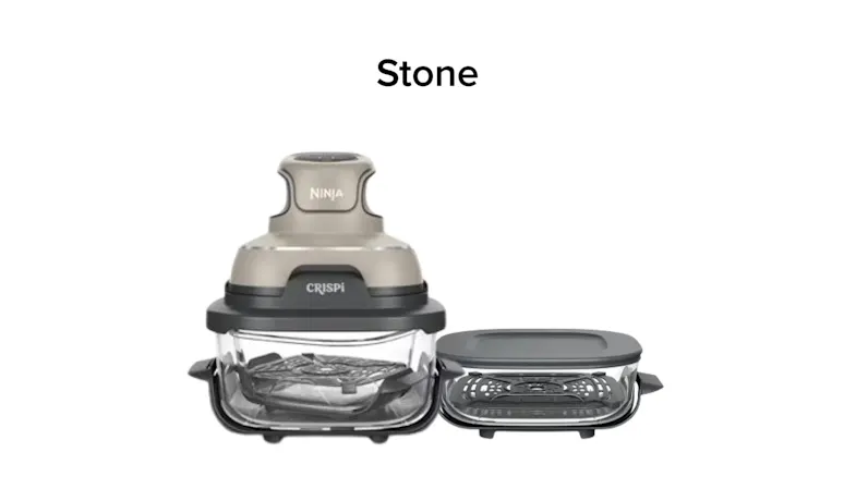 Ninja CRISPi Air Fryer (FN101SMST) - Stone + Ninja CleanCrisp 2.3L Glassware