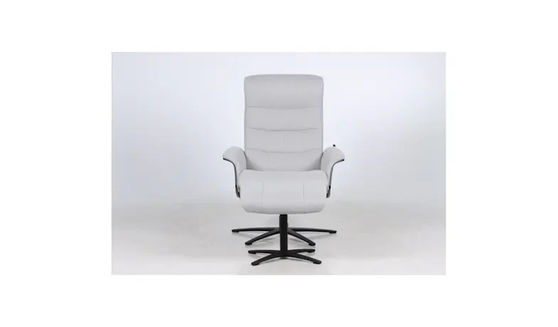 Furnsit Ryker Medium-Size Fabric Recliner with Footstool (Black Steel Base) - Charcoal