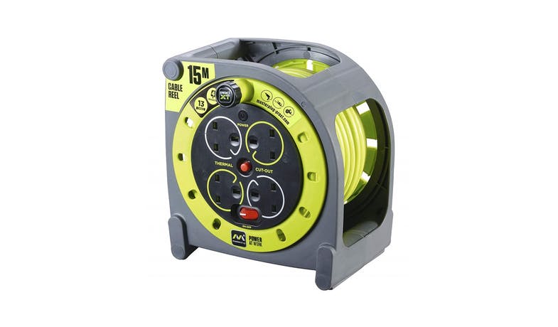 Masterplug 15M Cassette Cable Reel - Green