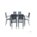 Bon 1+6 Rectangle Dining Table with 6 Dining Chairs - Gun Metal
