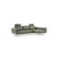 Cailie Full Leather L-Shaped Sofa - Olive Green