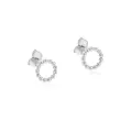 Ball Beaded Circle Stud Earrings in 9ct White Gold