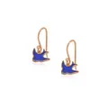 Bluebird of Happiness Charm Drop Earrings in 9ct Rose Gold