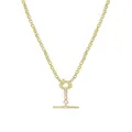 Solid Oval Belcher Bolt Ring TBar Fob Necklace Chain in 9ct Gold