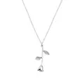 Reagan Long Stem Rose Flower Charm Necklace in Sterling Silver