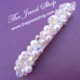 BRIDE PEARL and SWAROVSKI CRYSTAL HAIR CLIP 80mm