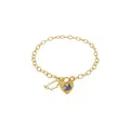 Open Cable Bluebird Heart Padlock Baby Bracelet in Gold