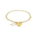 Open Cable Heart Padlock Baby Bracelet in Gold