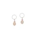 Circle Pearl Rose Quartz Charms for Sleeper Earrings in Sterling Silver
