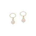Circle Pearl Sea foam Chalcedony Charms for Sleeper Earrings in 9ct Gold