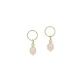 Circle Pearl Sea foam Chalcedony Charms for Sleeper Earrings in 9ct Gold