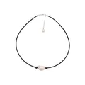 Lulu Black 1.5mm Leather Cord Pearl Necklace