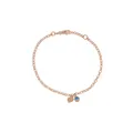 Personalised Birthstone Heart Charm Anklet in 9ct Rose Gold