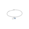Personalised Birthstone Heart Charm Anklet in Sterling Silver