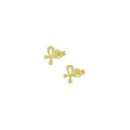 Egyptian Ankh of Life Charm Stud Earrings in 9ct Gold