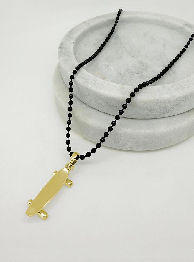 Skateboard Charm Pendant Necklace in 9ct Gold