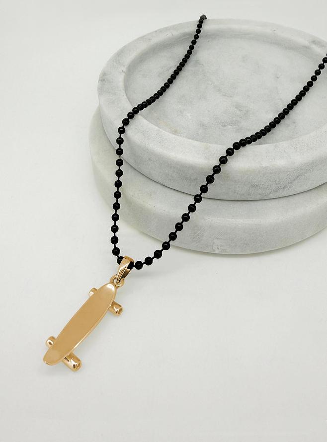 Skateboard Charm Pendant Necklace in 9ct Rose Gold