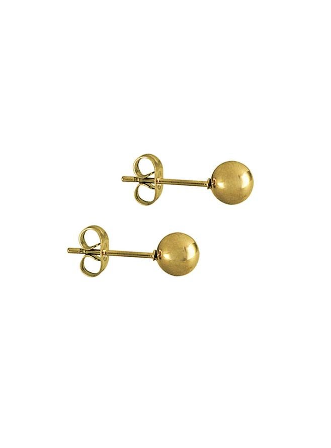 Spherical 6mm Round Ball Stud Earrings in Gold