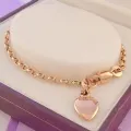9ct Rose Gold Heart 15cm Belcher Charm Bracelet
