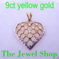 9ct Yellow Gold Filigree Lattice Heart Pendant