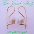 9ct Yellow Gold Euroball Design 8mm Freshwater Pearls Designer Earrings