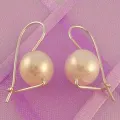 Sterling Silver Euroball Design 8mm Freshwater Pearls Designer Earrings
