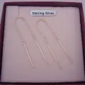 Sterling Silver Thread Earrings Curb Chain Design
