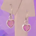 Sterling Silver 7mm Pink Cz Heart 10mm Sleeper Earrings