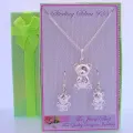 Sterling Silver Matching Teddy Bear Necklace &amp; Earrings Gorgeous Shimmering Gift Box
