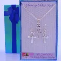Sterling Silver Egyptian Ankh Necklace &amp; Earrings