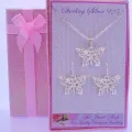 Filigree Butterfly Earrings &amp; Necklace Set in Sterling Silver