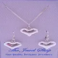 Sterling Silver 14mm Love Hearts Matching Necklace &amp; Earrings