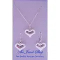Sterling Silver 14mm Love Hearts Matching Necklace &amp; Earrings