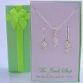 Sterling Silver Matching Daisy Flower Necklace &amp; 12mm Sleeper Earrings Gorgeous Shimmering Gift Box