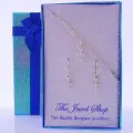 Sterling Silver Baby Cross Matching Necklace &amp; 8mm Sleeper Earrings Gorgeous Shimmering Gift Box