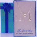 Sterling Silver Ball Beads Matching Necklace &amp; 14mm Sleeper Earrings Gorgeous Shimmering Gift Box