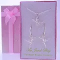 Sterling Silver Ballerina Charm Matching 12mm Sleeper Earrings &amp; Necklace Gorgeous Shimmering Gift Box