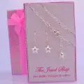 Sterling Silver Matching Star Charm Bracelet &amp; Earrings Gorgeous Shimmering Gift Box