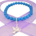 6mm Beaded Sterling Silver Charm Bracelet Dove of Peace