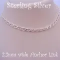 55cm Sterling Silver Unisex 2.2mm Anchor Necklace Chain