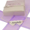Personalised Sterling Silver 11mm X 25mm Love Hearts Identity Name Bracelet