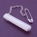 Sterling Silver Rectangle Identity Name Baby Brooch