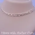 50cm Sterling Silver Unisex 2.8mm Anchor Necklace Chain