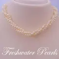 Sterling Silver Freshwater Pearl 3 Strand Twisted Necklace