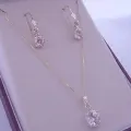 Sterling Silver 8mm Cz Cubic Zirconia Manmade Diamond Curb Necklace and Matching 6mm Earrings