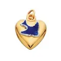 Bluebird Puffed Heart Charm in 9ct Yellow Gold