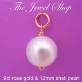 9ct Rose Gold 12mm White Shell Pearl Bride Pendant