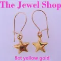 9ct Yellow Gold 7mm Lucky Star Charm Safety Hook Earrings