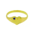 Solid 9ct Yellow Gold Birthstone Heart Signet Ring