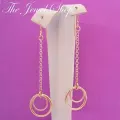 9ct Rose Gold &amp; Yellow Gold Circle Designer Hook Earrings